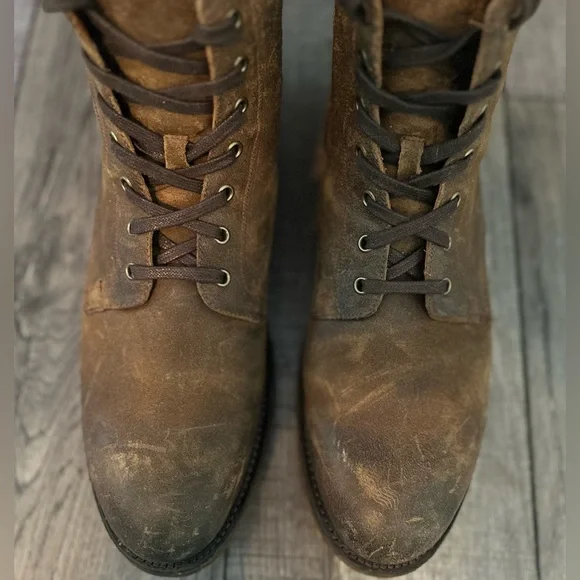 FRYE Men's Brown Leather Lace Up Boots Size 12 - Picture 7 of 14